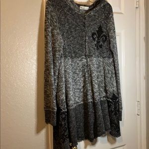 Vocal Gray Ombré Zip up Hoodie Tunic